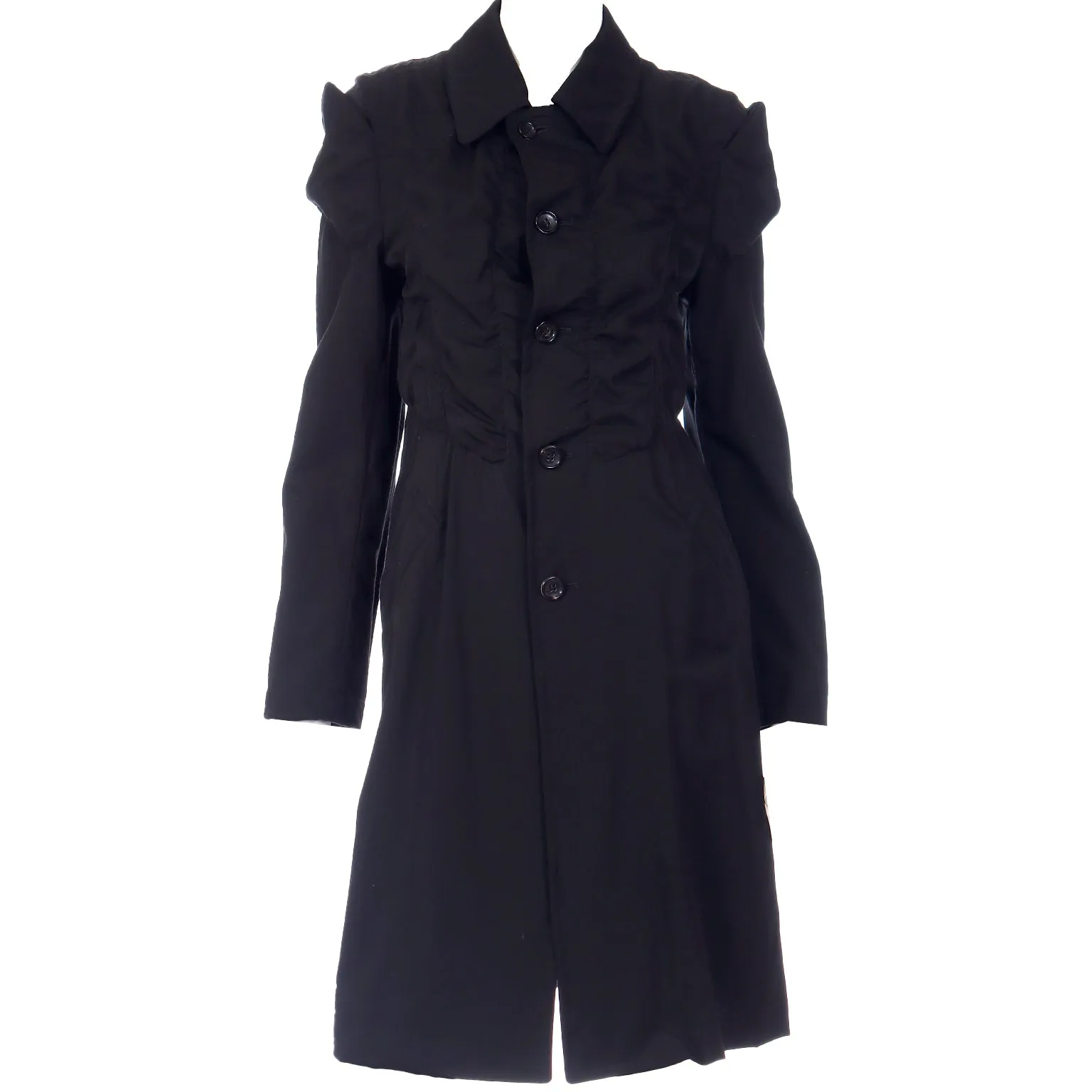 2010 Comme des Garcons Ruched Avant Garde Black Coat