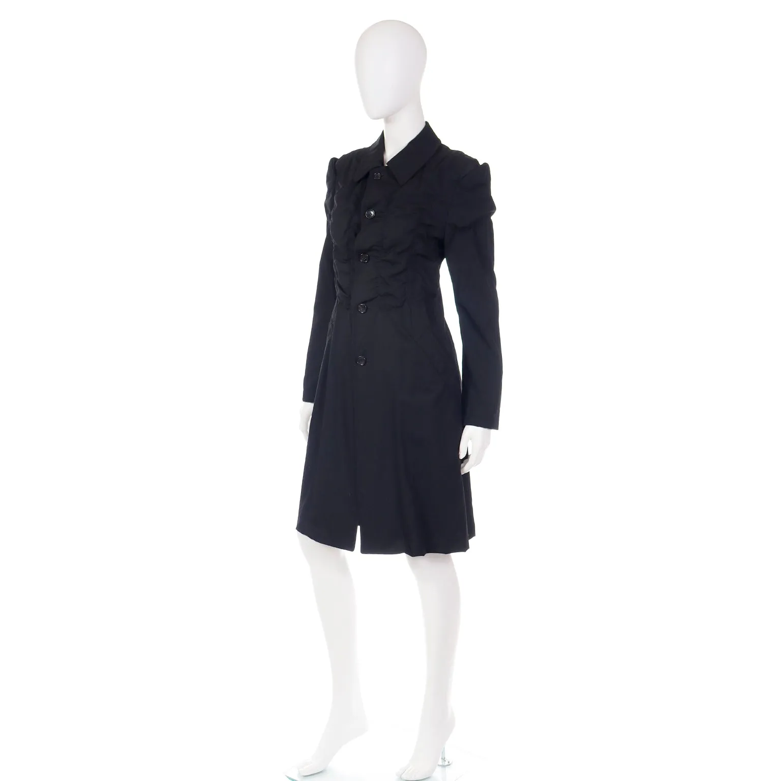 2010 Comme des Garcons Ruched Avant Garde Black Coat
