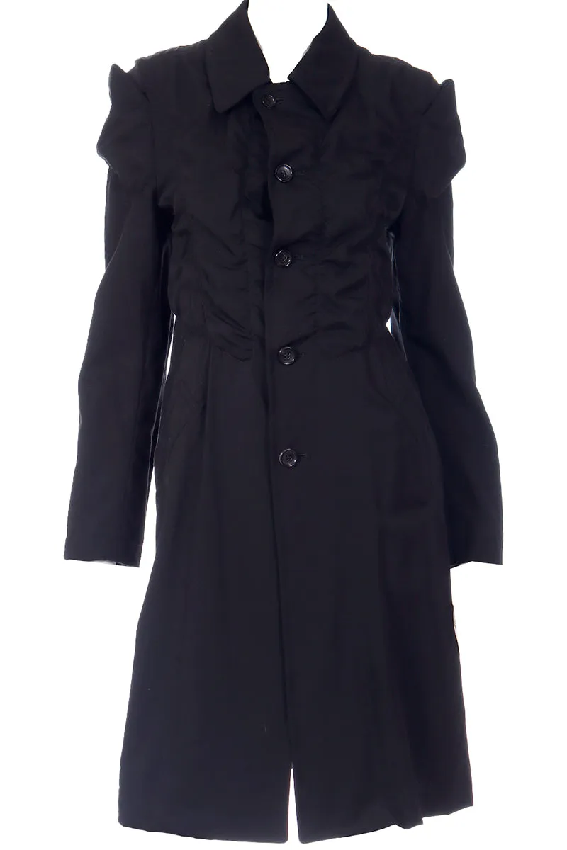 2010 Comme des Garcons Ruched Avant Garde Black Coat