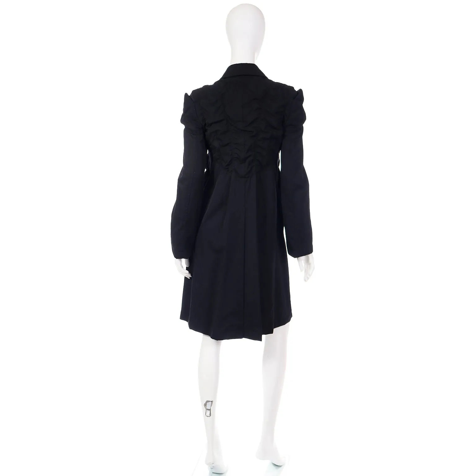2010 Comme des Garcons Ruched Avant Garde Black Coat