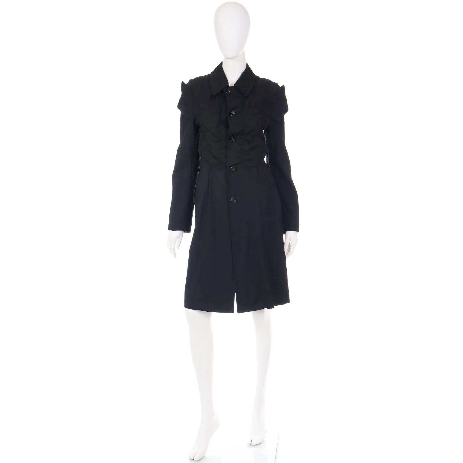 2010 Comme des Garcons Ruched Avant Garde Black Coat