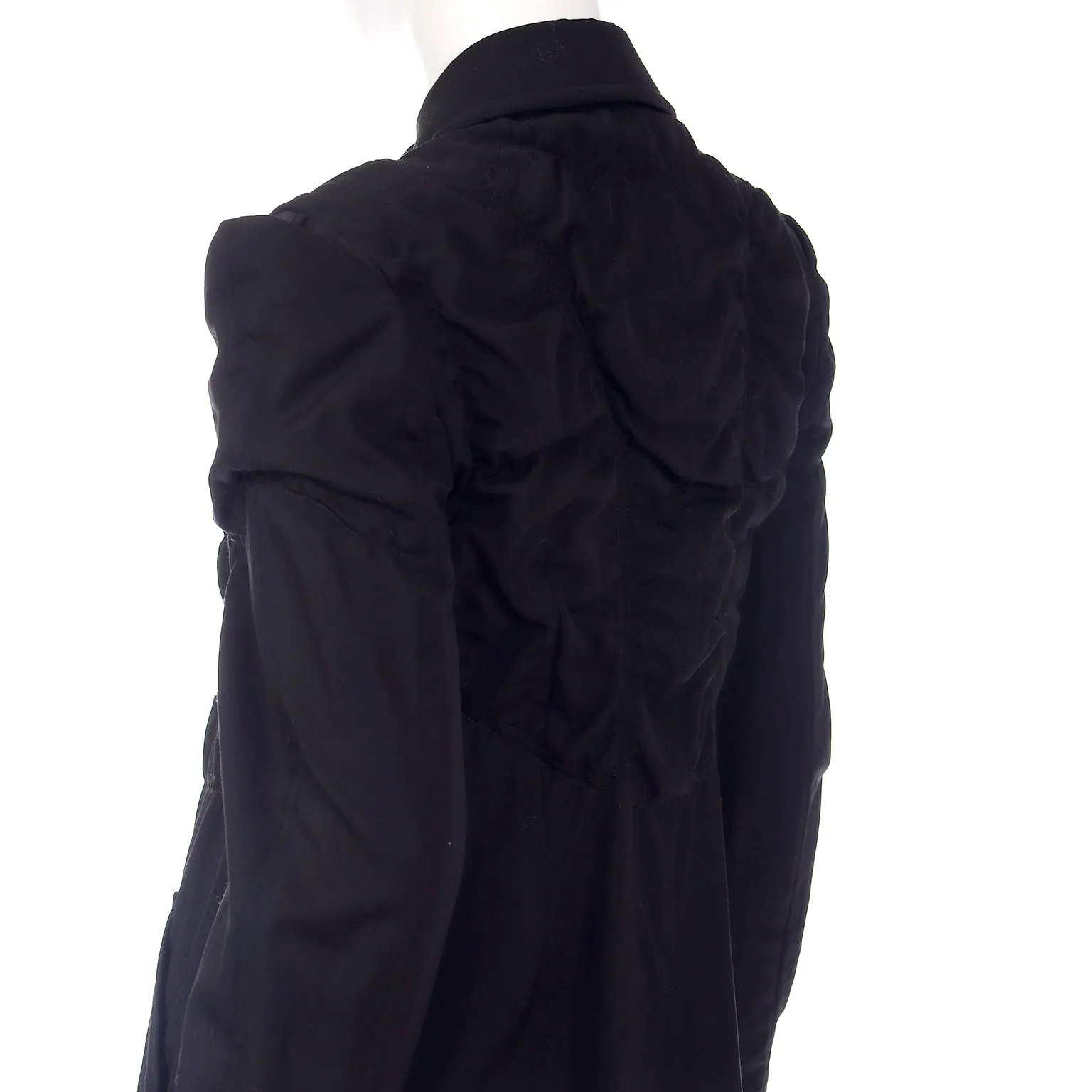 2010 Comme des Garcons Ruched Avant Garde Black Coat