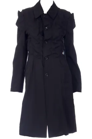 2010 Comme des Garcons Ruched Avant Garde Black Coat