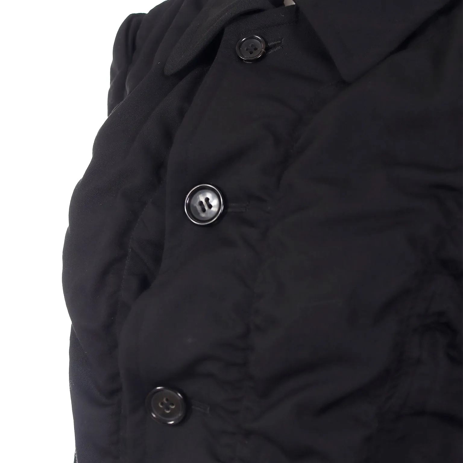 2010 Comme des Garcons Ruched Avant Garde Black Coat