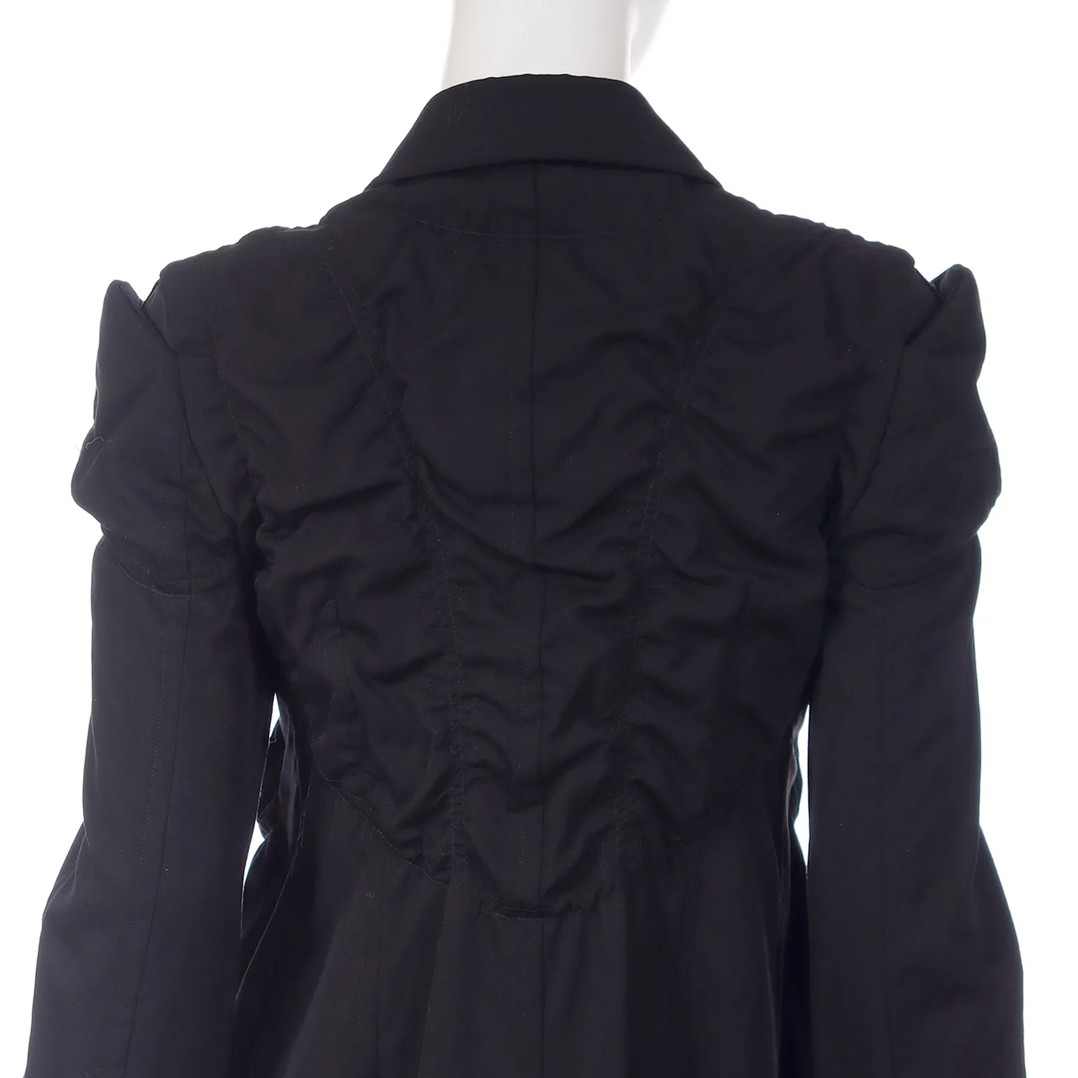 2010 Comme des Garcons Ruched Avant Garde Black Coat