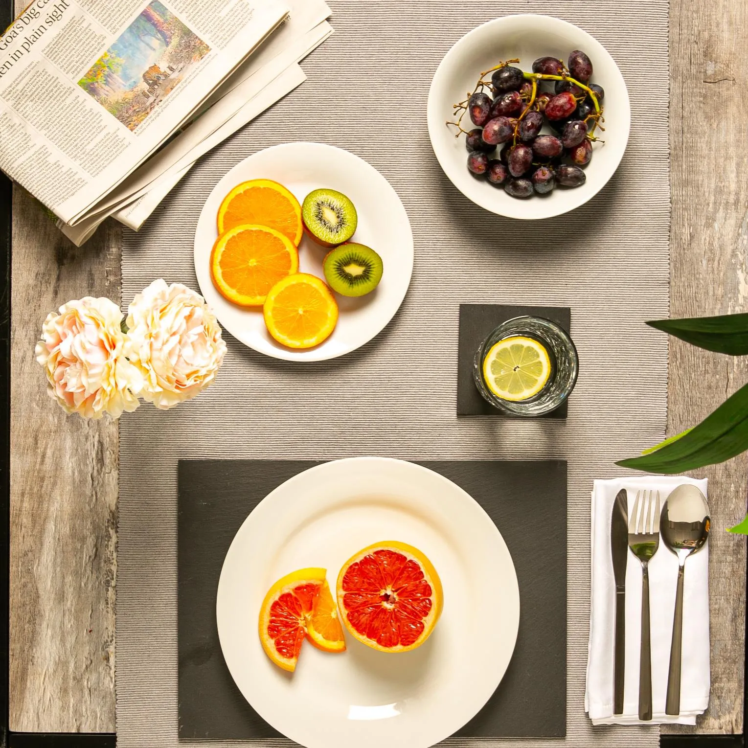 35cm x 25cm Rectangular Linea Slate Placemats - Pack of Six - By Argon Tableware