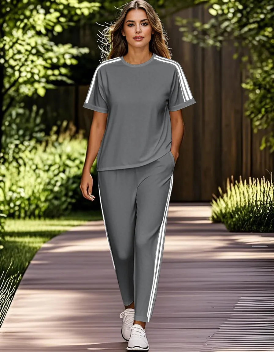 Athleisure Stripe T-Shirt Pants Set