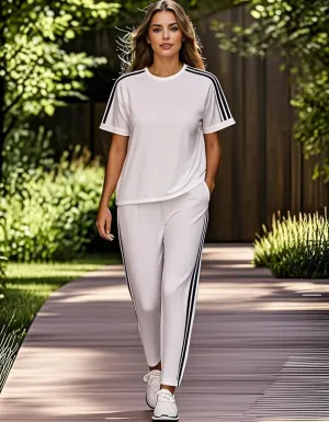 Athleisure Stripe T-Shirt Pants Set