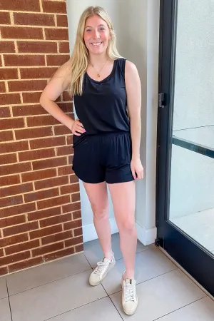 Athleisure Viscose Tulip Black Shorts