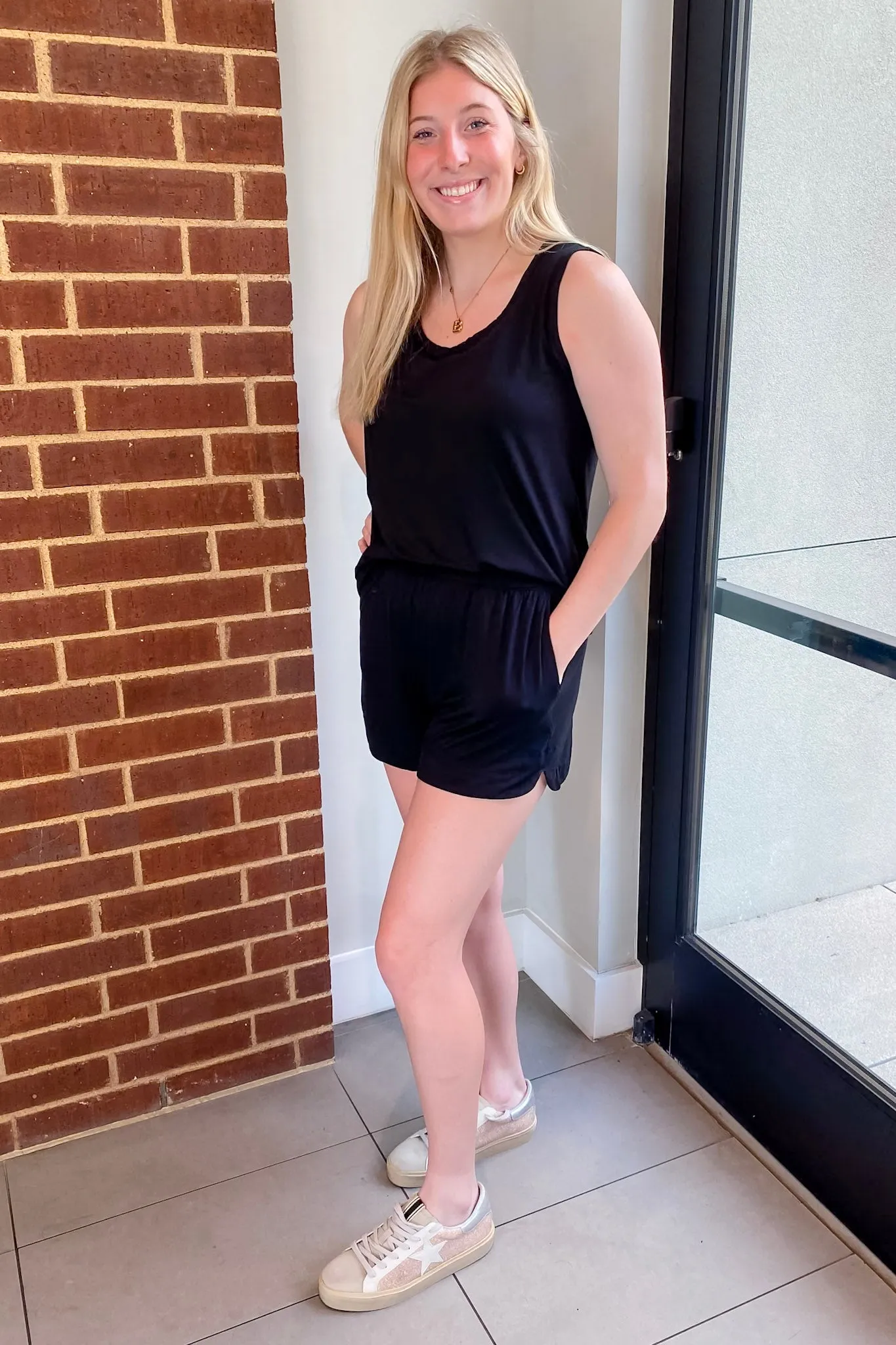 Athleisure Viscose Tulip Black Shorts