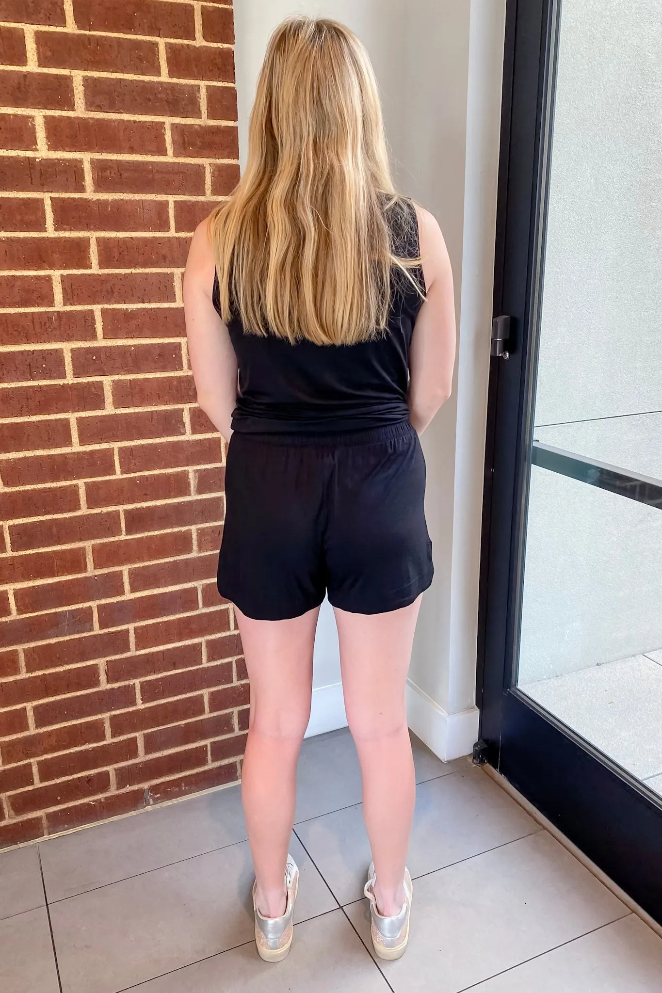 Athleisure Viscose Tulip Black Shorts