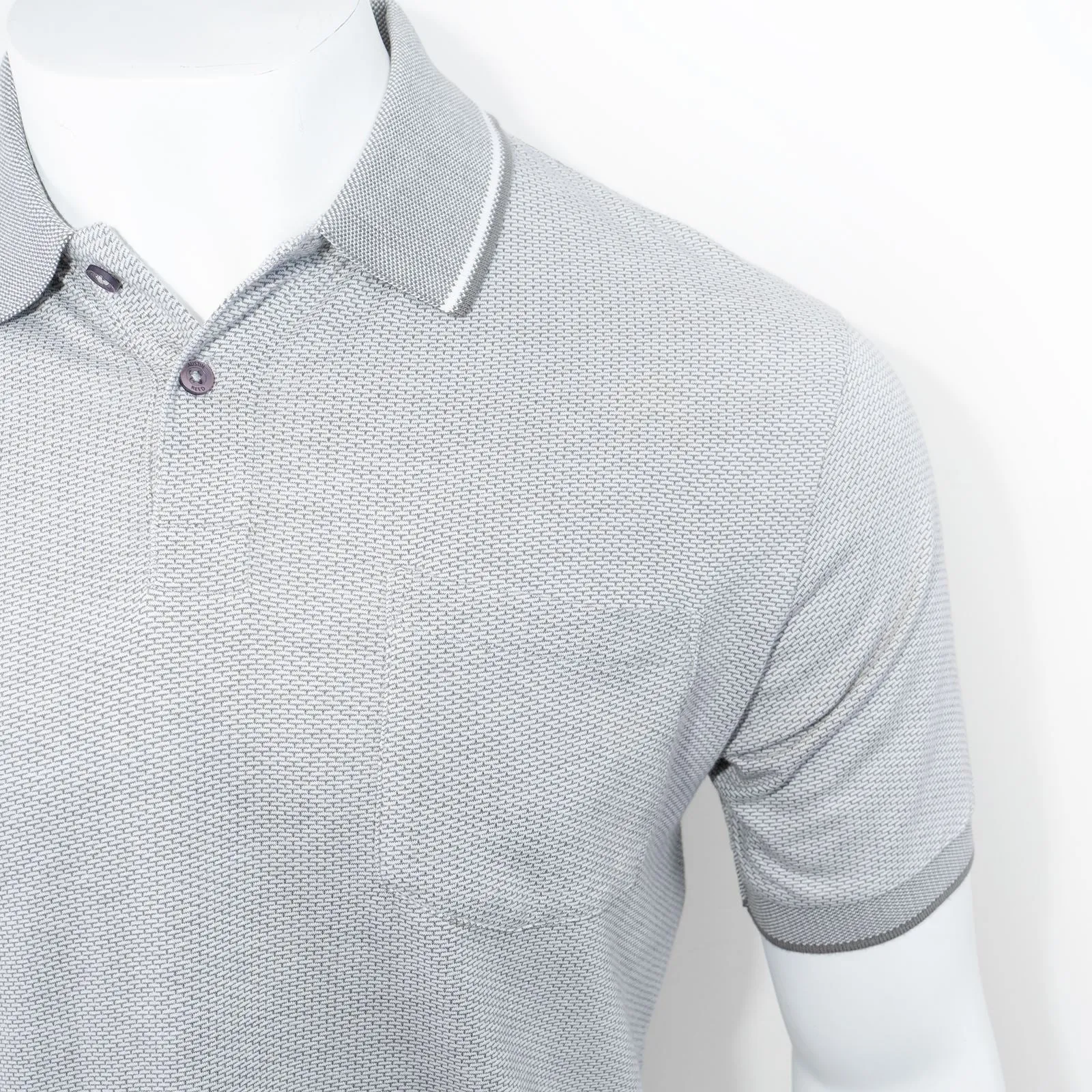 Austin Reed Men Cotton Light Grey Polo Shirts Short Sleeve Casual Jersey Tops