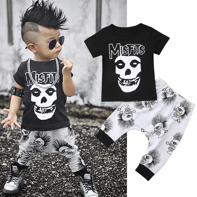 Baby Boy Clothes Black Skull^