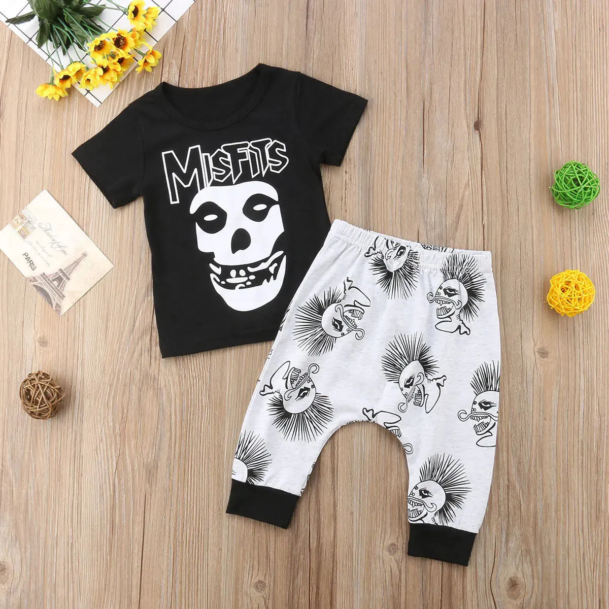 Baby Boy Clothes Black Skull^