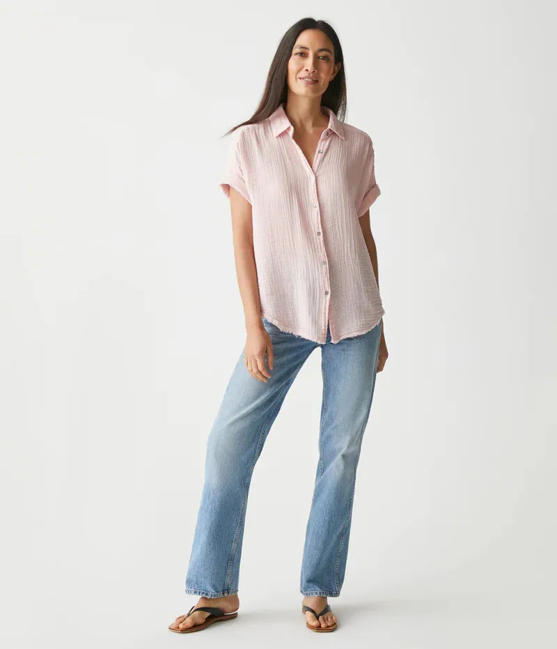 Bailey Gauze Button Down Shirt - Rose