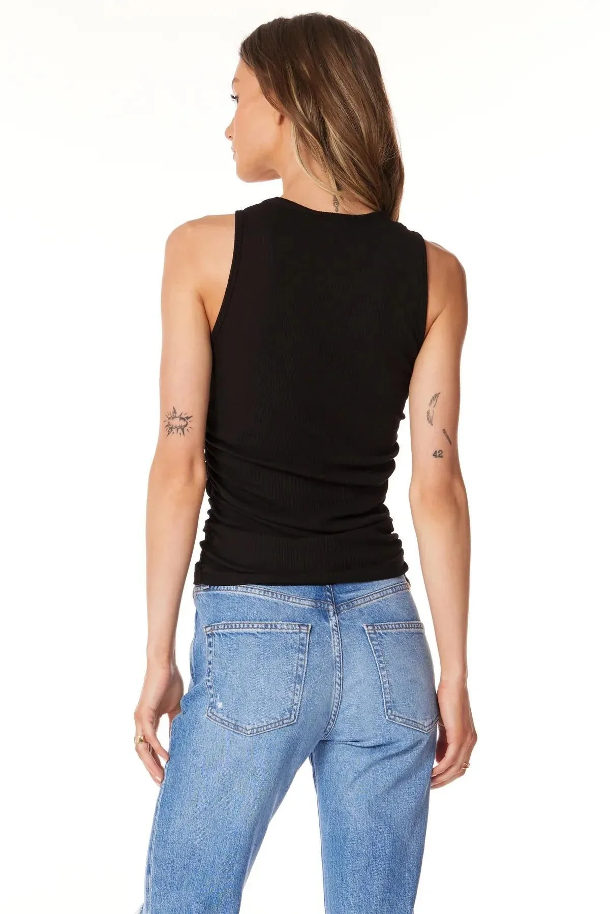 Bobi Shirred Crewneck Tank