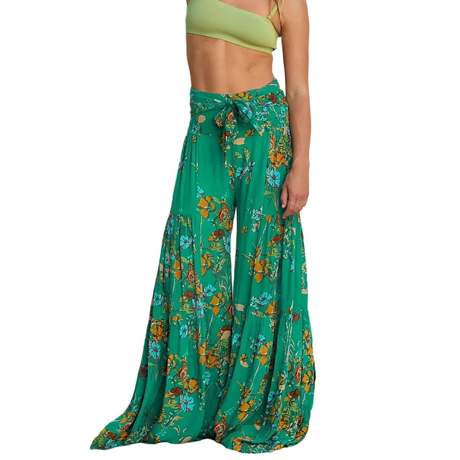 Bohemian Style Digital Print Floor-Length Pants