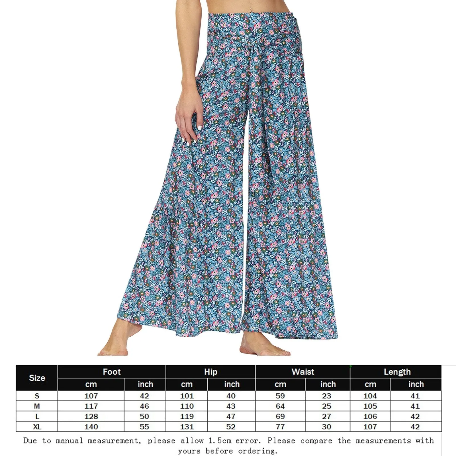Bohemian Style Digital Print Floor-Length Pants