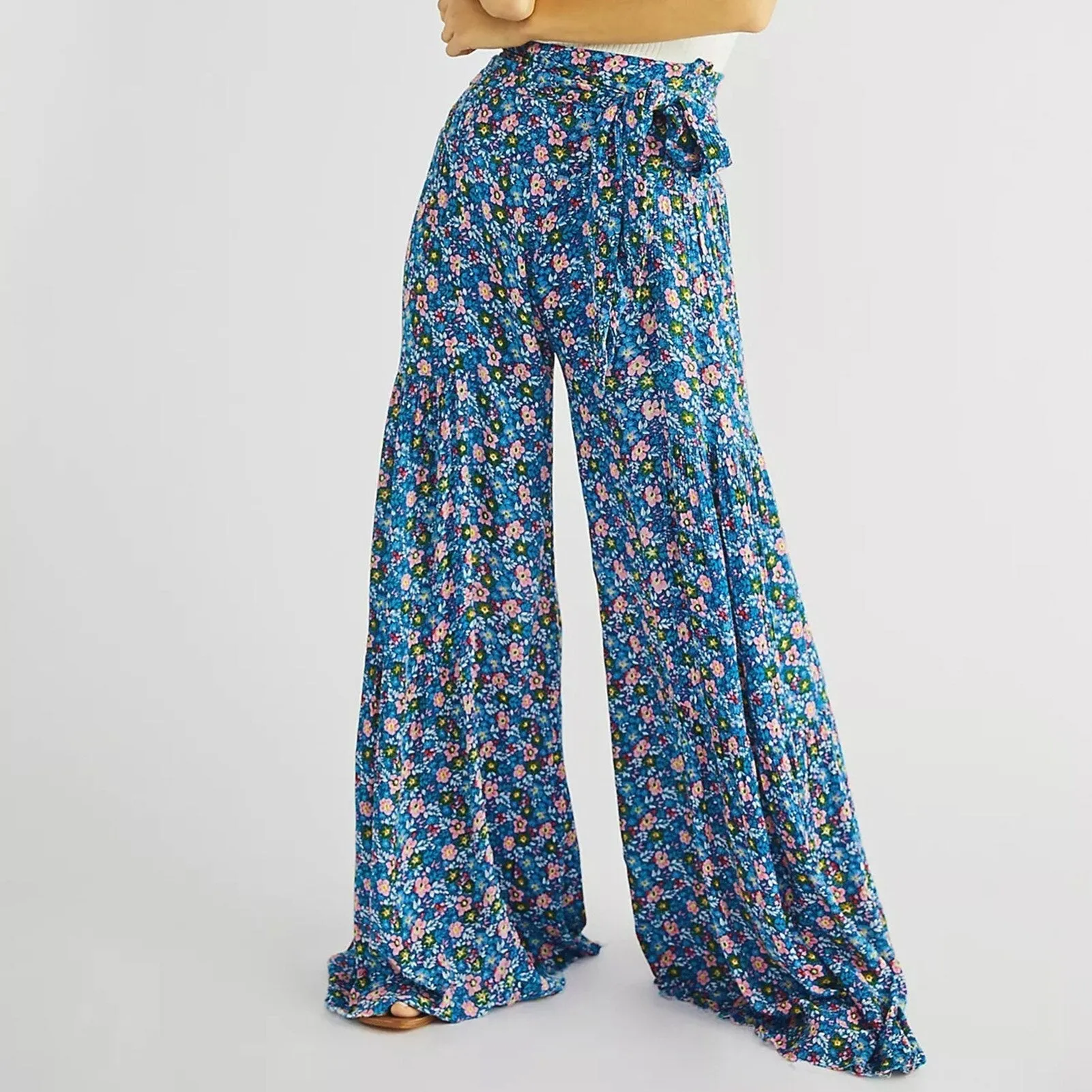 Bohemian Style Digital Print Floor-Length Pants
