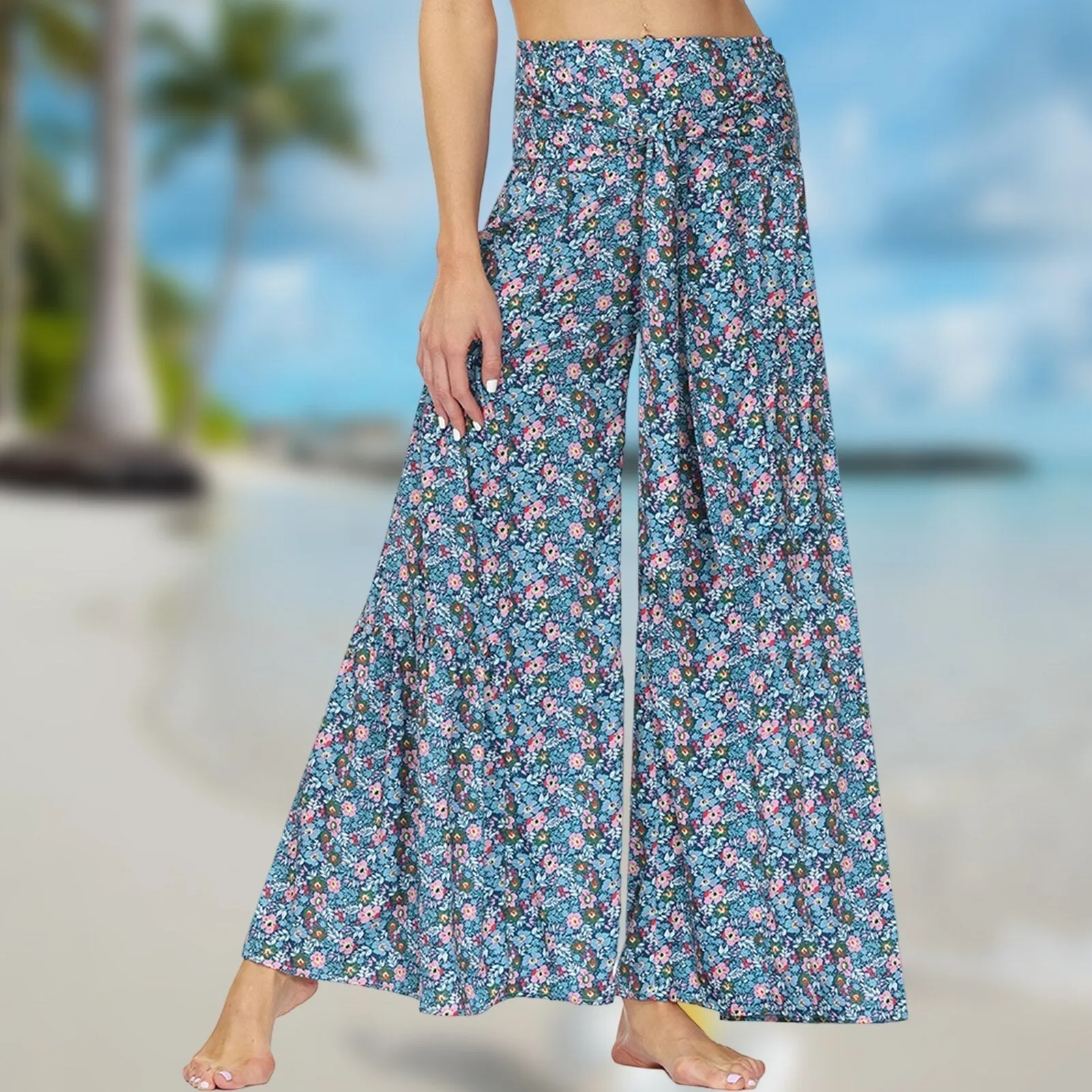Bohemian Style Digital Print Floor-Length Pants