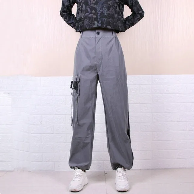 Camo Reflective Hip Hop Light Shiny Streetwear Jogger Style Men Pants
