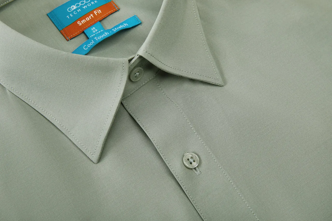Cool Touch Stretch Poplin Shirt in Smart Fit with Chest Pocket