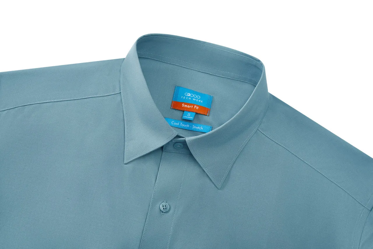 Cool Touch Stretch Poplin Shirt in Smart Fit with Chest Pocket