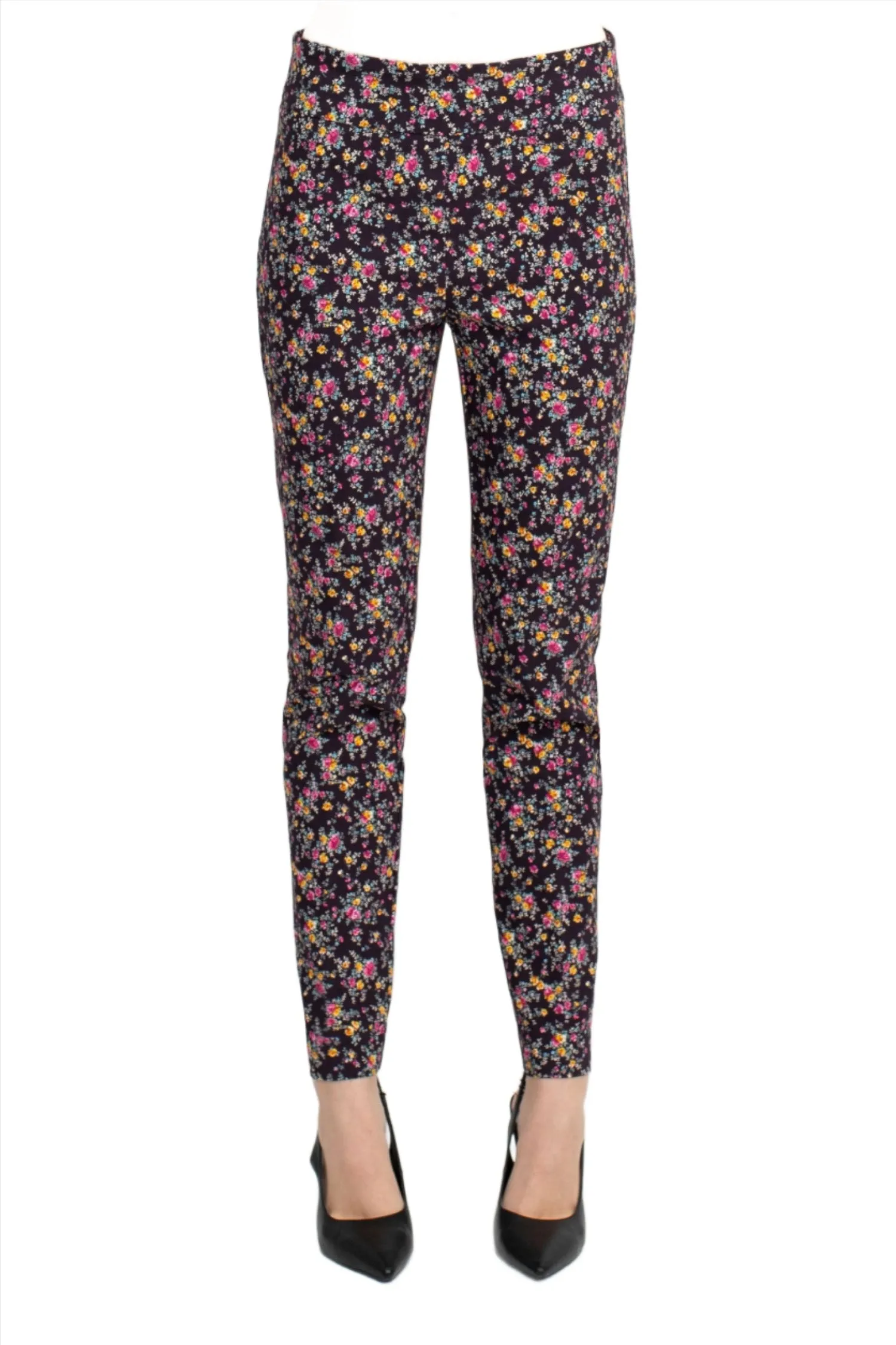 Counterparts Mid Banded Waist Multi Print Ankle Pull On Stretch Rayon Pant