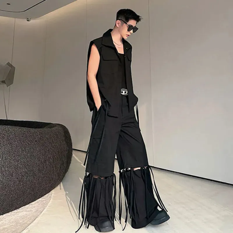 Detachable Ribbon Wide Leg Pants Set