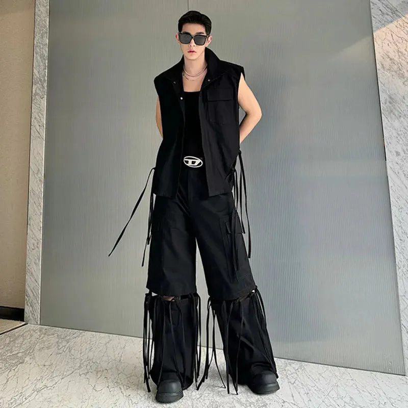 Detachable Ribbon Wide Leg Pants Set