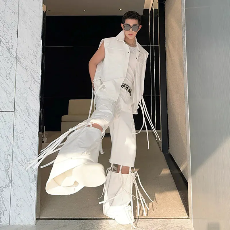 Detachable Ribbon Wide Leg Pants Set