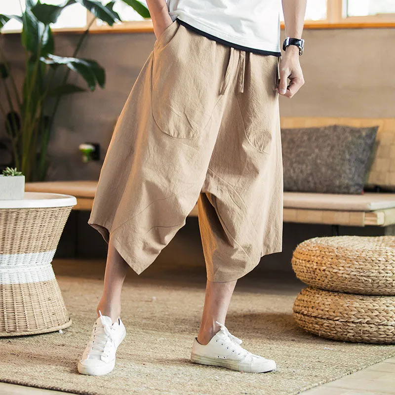 Drawstring Wide Leg Men Airy Harem Pants