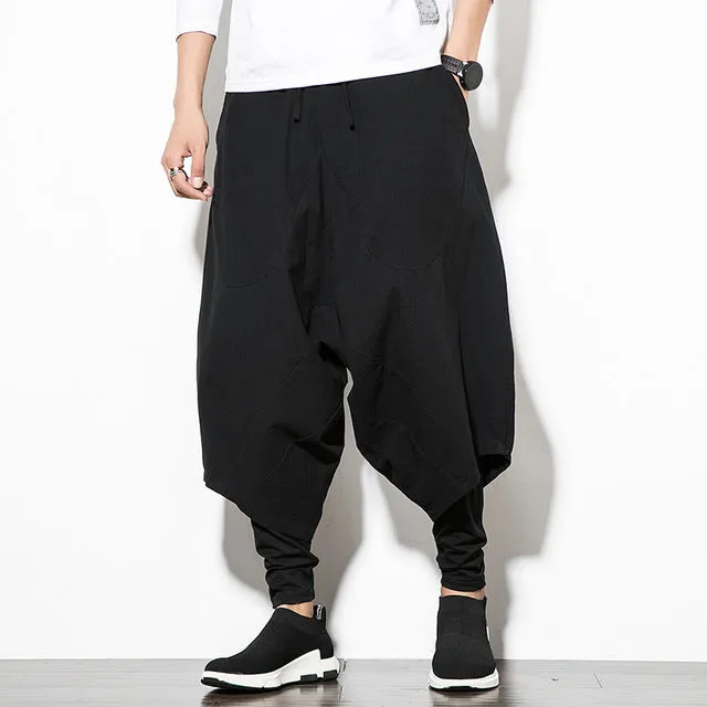 Drawstring Wide Leg Men Airy Harem Pants