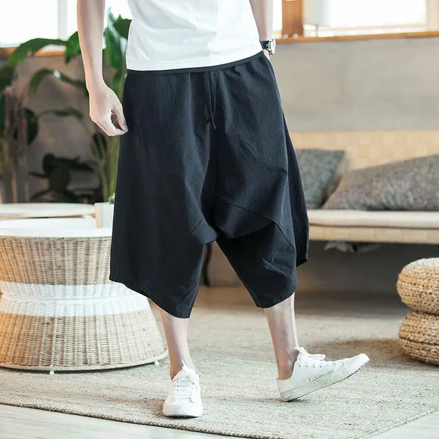 Drawstring Wide Leg Men Airy Harem Pants