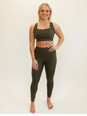 Forest Green "Scarlett" Scallop Super High Rise Leggings