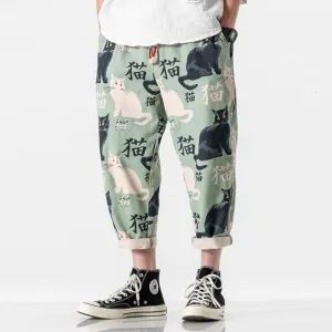 Japanese Style Cat Print Pants