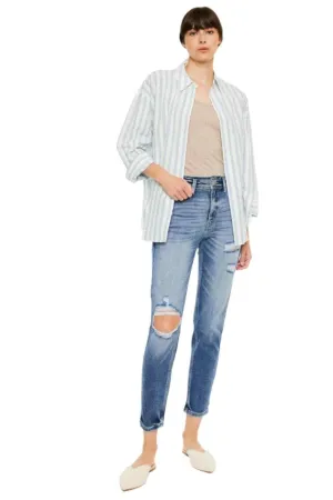 Kancan high rise mom jeans, distressed