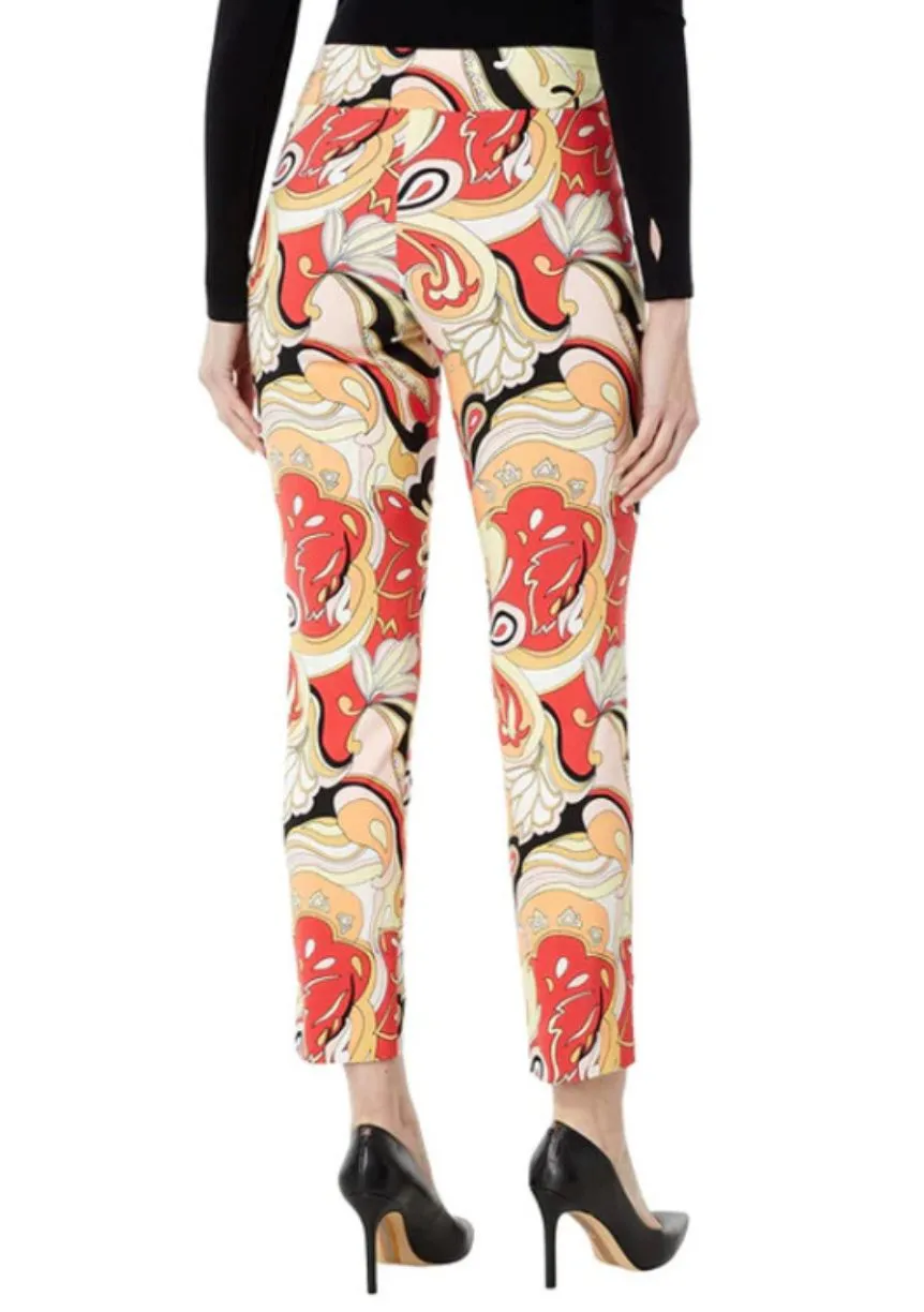 Krazy Larry Red Tropical Pull On Ankle Pant