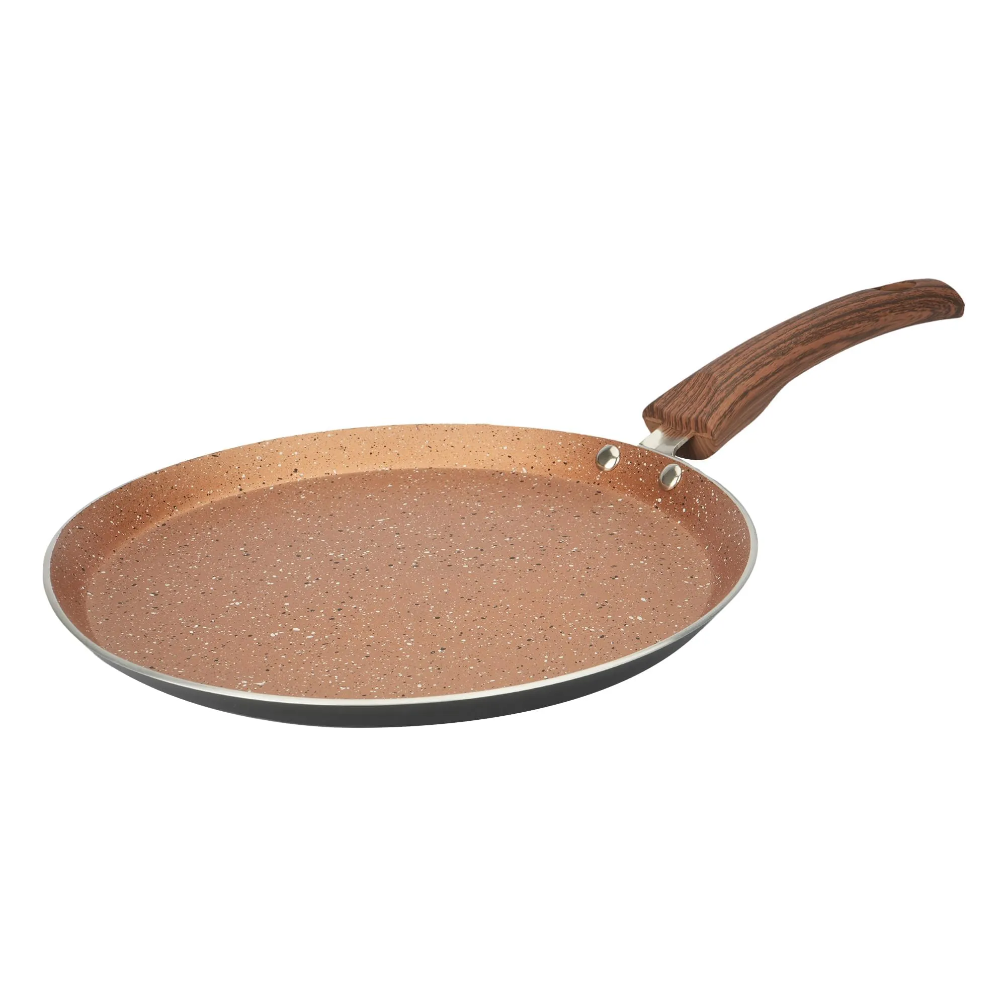 Kuber Industries Dosa Tawa Non Stick Pan with Revivted Bakelite Handle | High Grade Aluminium Induction Tawa Pan | Scratch Resistant, Gas Stove & Induction Compatiable | Golden