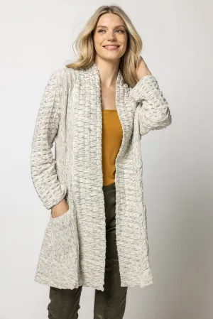 Marled Waffle Weave Long Jacket
