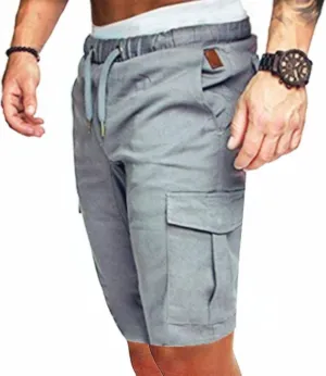 Mens Casual Cargo Shorts - Cotton Cozy Drawstring Stretch Summer Beach Shorts Twill Chino Short with Pockets