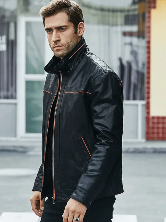 Men's Casual Vintage Black Leather Jacket