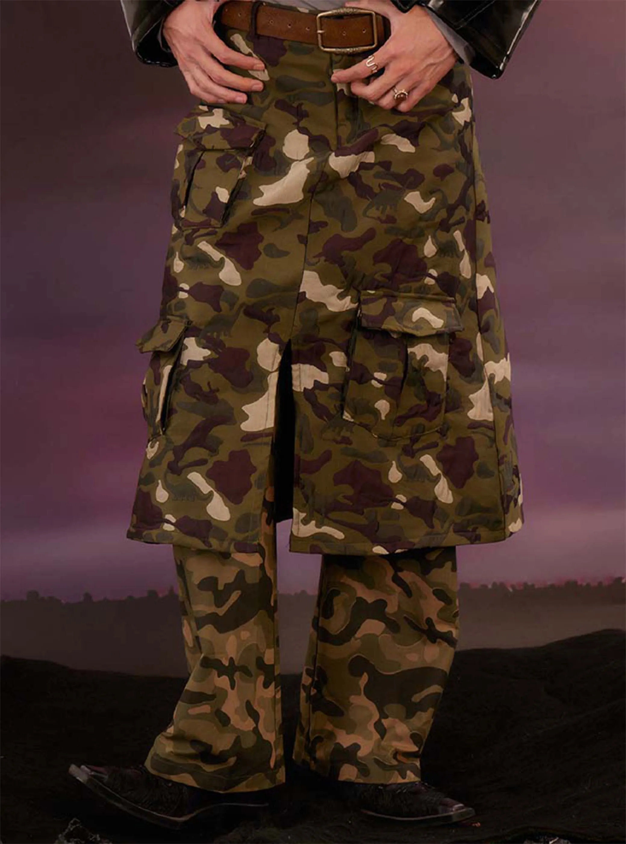 Military Style Skirt Pants
