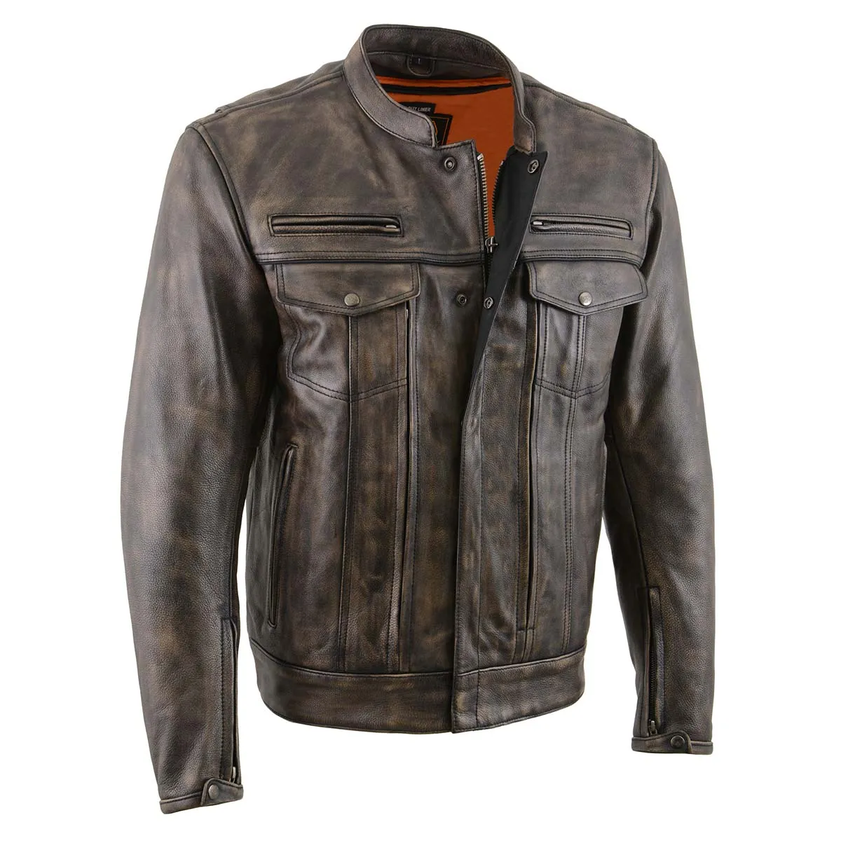 Milwaukee Leather MLM1508 Men's Distressed Brown Leather Motorcycle