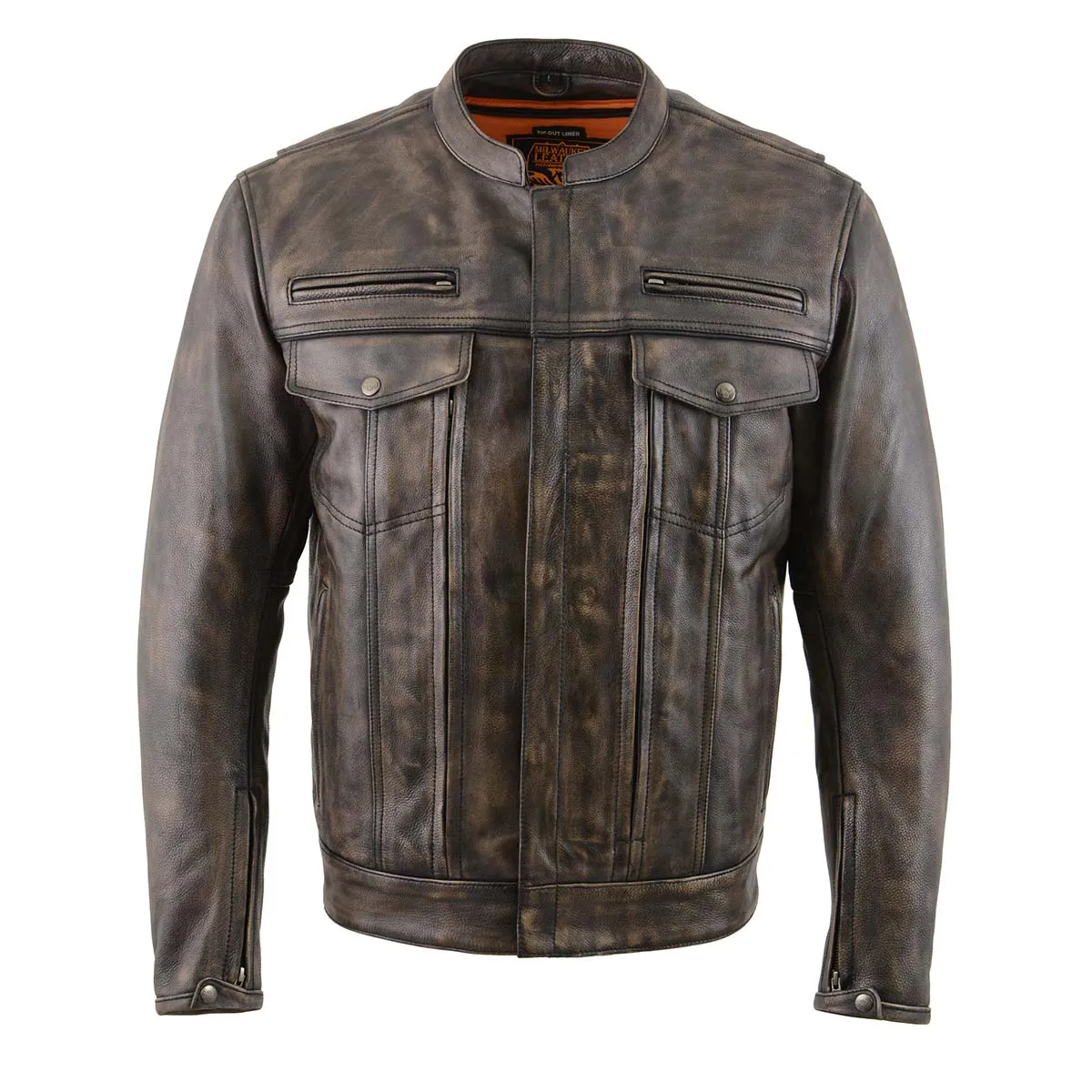 Milwaukee Leather MLM1508 Men's Distressed Brown Leather Motorcycle