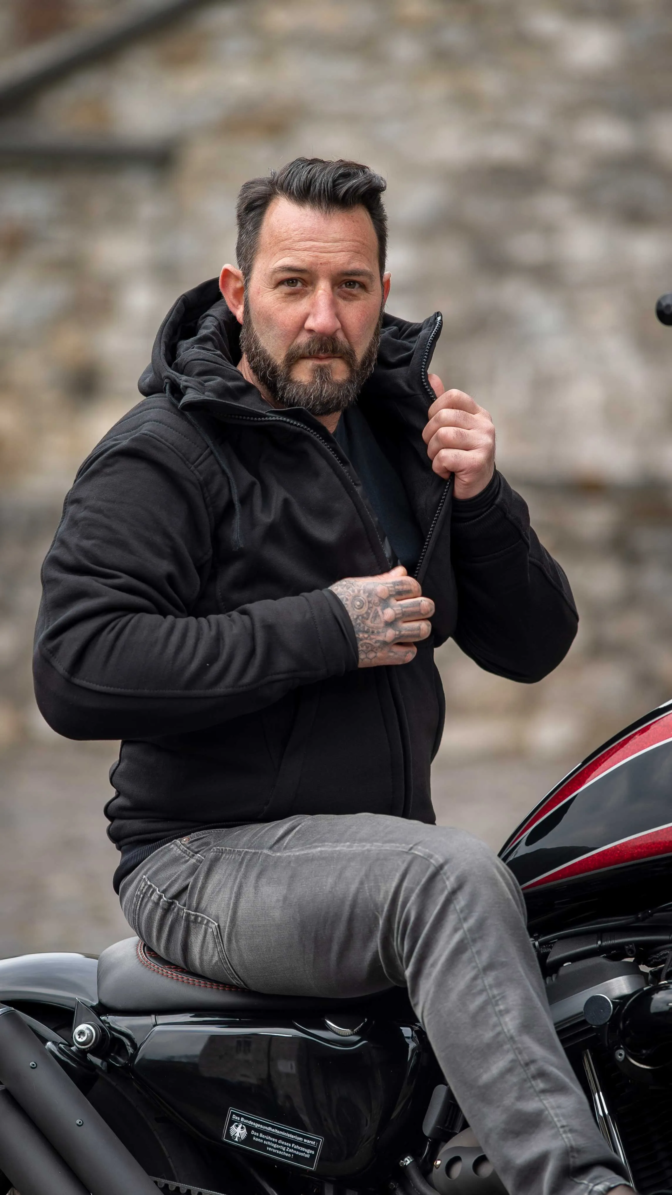 Motorrad Hoodie Zipper Blackster