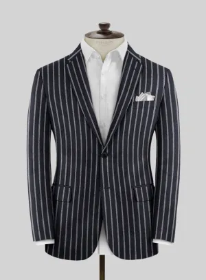 Noble Imelda Blue Stripe Cotton Silk Linen Jacket