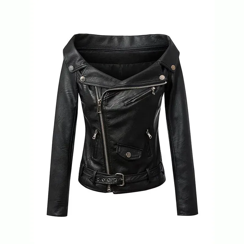 Off The Shoulder Zip Up Jacket