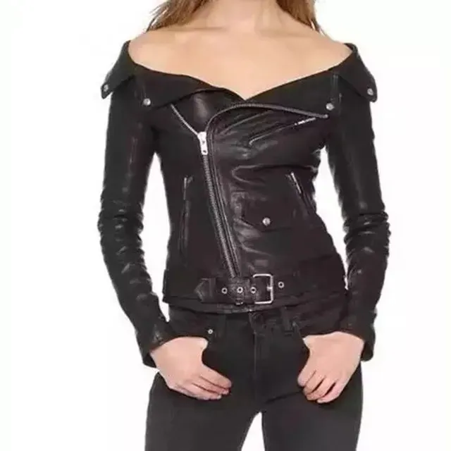 Off The Shoulder Zip Up Jacket