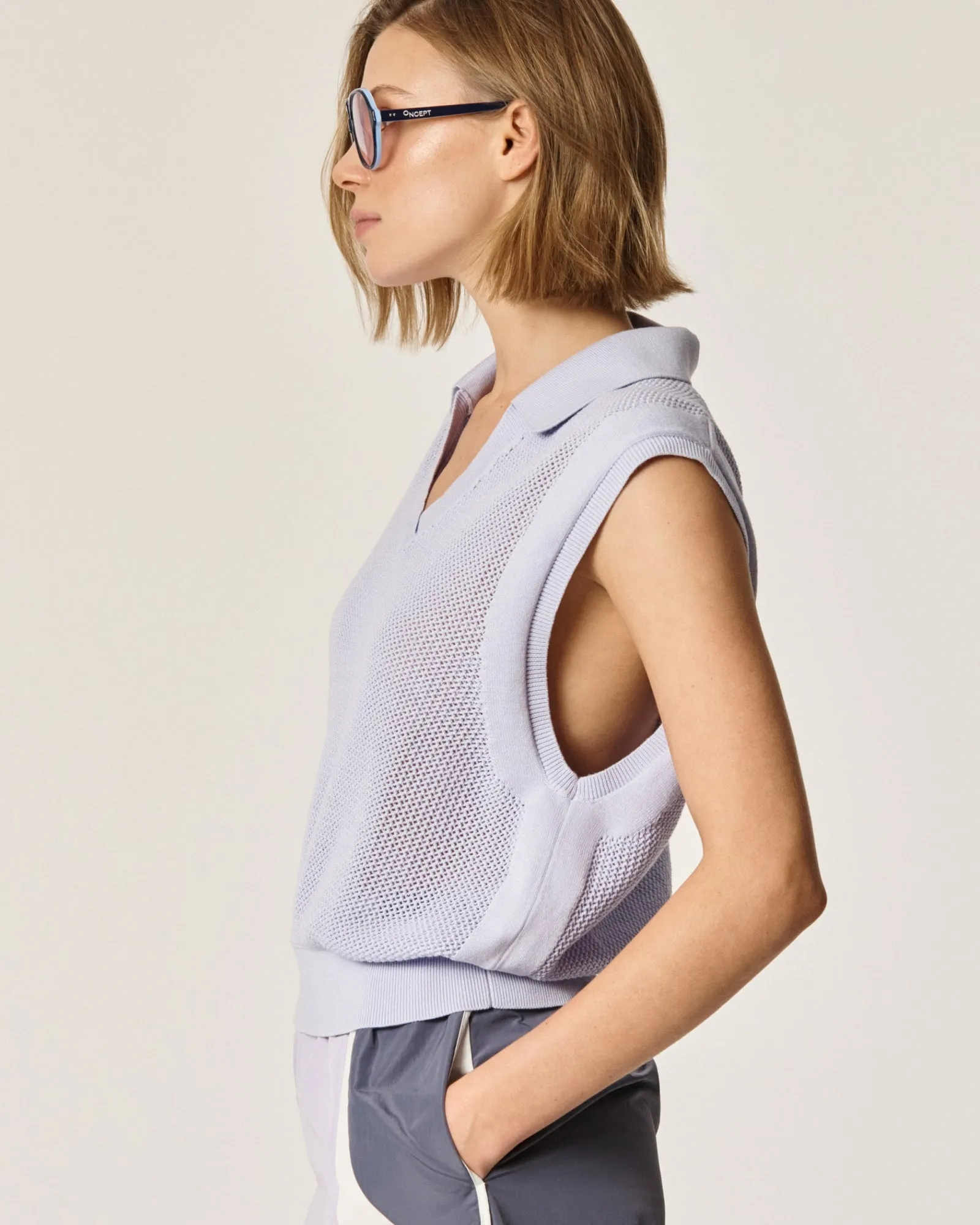 Oncept Kennedy Sleeveless Knit Polo in Lavender